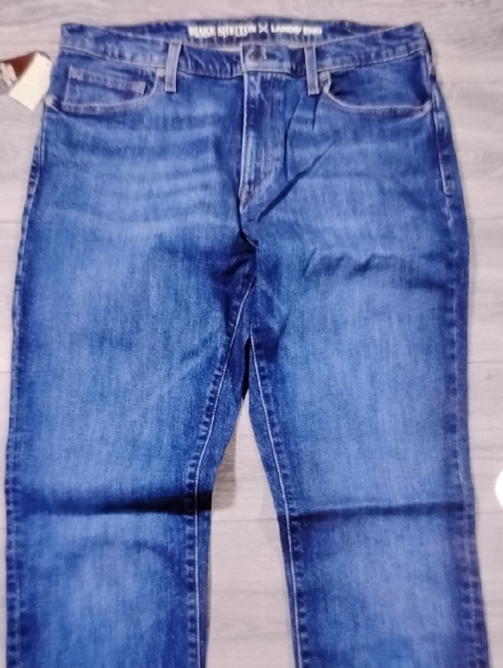 Lands' End Men's Straight-Leg Denim Jeans in Faded Blue